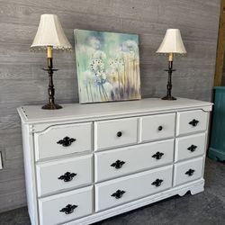 Farmhouse DRESSER  — white distressed “Lark”/ other dresser nightstands available also  