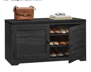 VASAGLE Shoe Storage Bench with Cushion, 3-Tier Entryway Bench with Padded Seat, Doors, Adjustable Shelves, 14 x 39.8 x 20.7 Inches, for Hallway, Bedr
