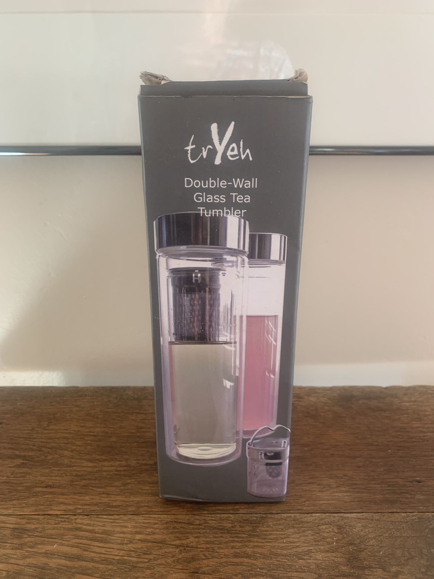 TrYen Double Wall Glass Tea Tumbler-NIB