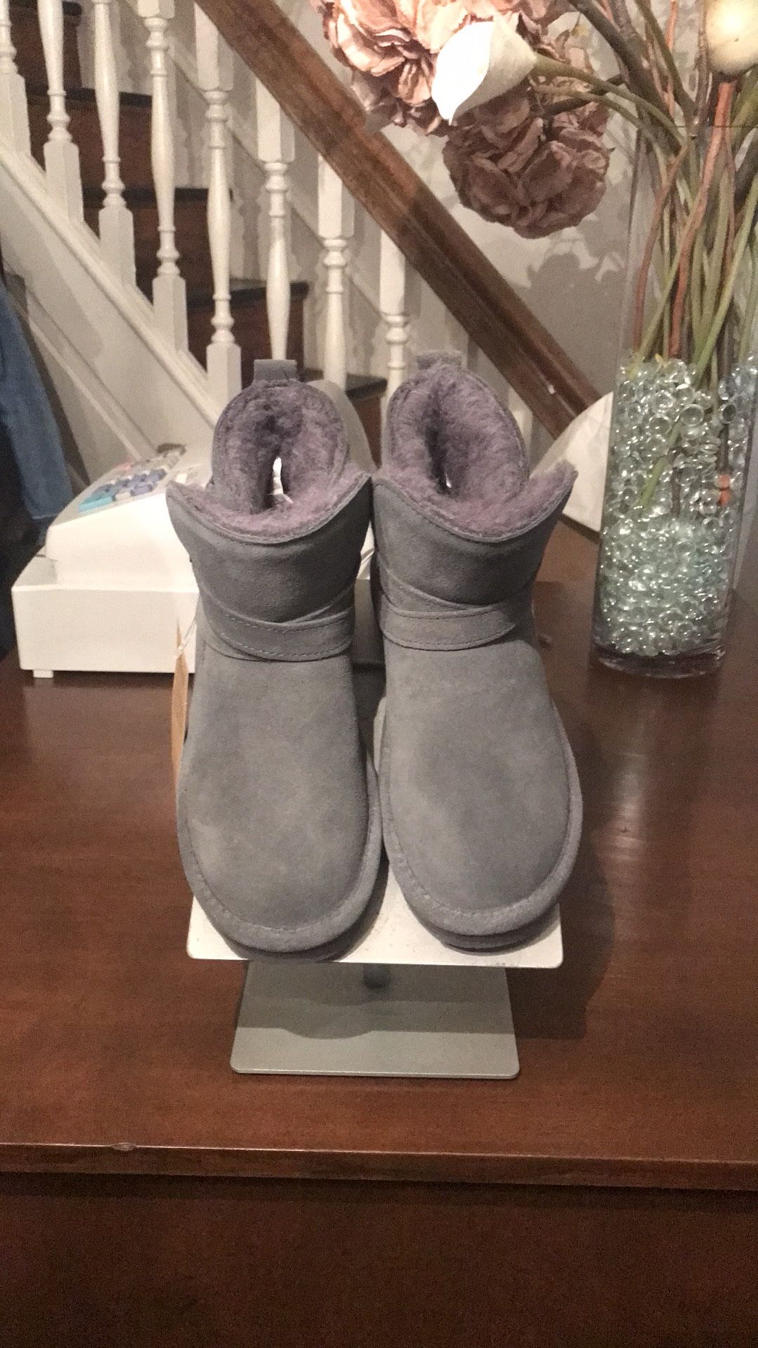 Bear paw Gray Ankle Boots With Buckle  Women Size 5