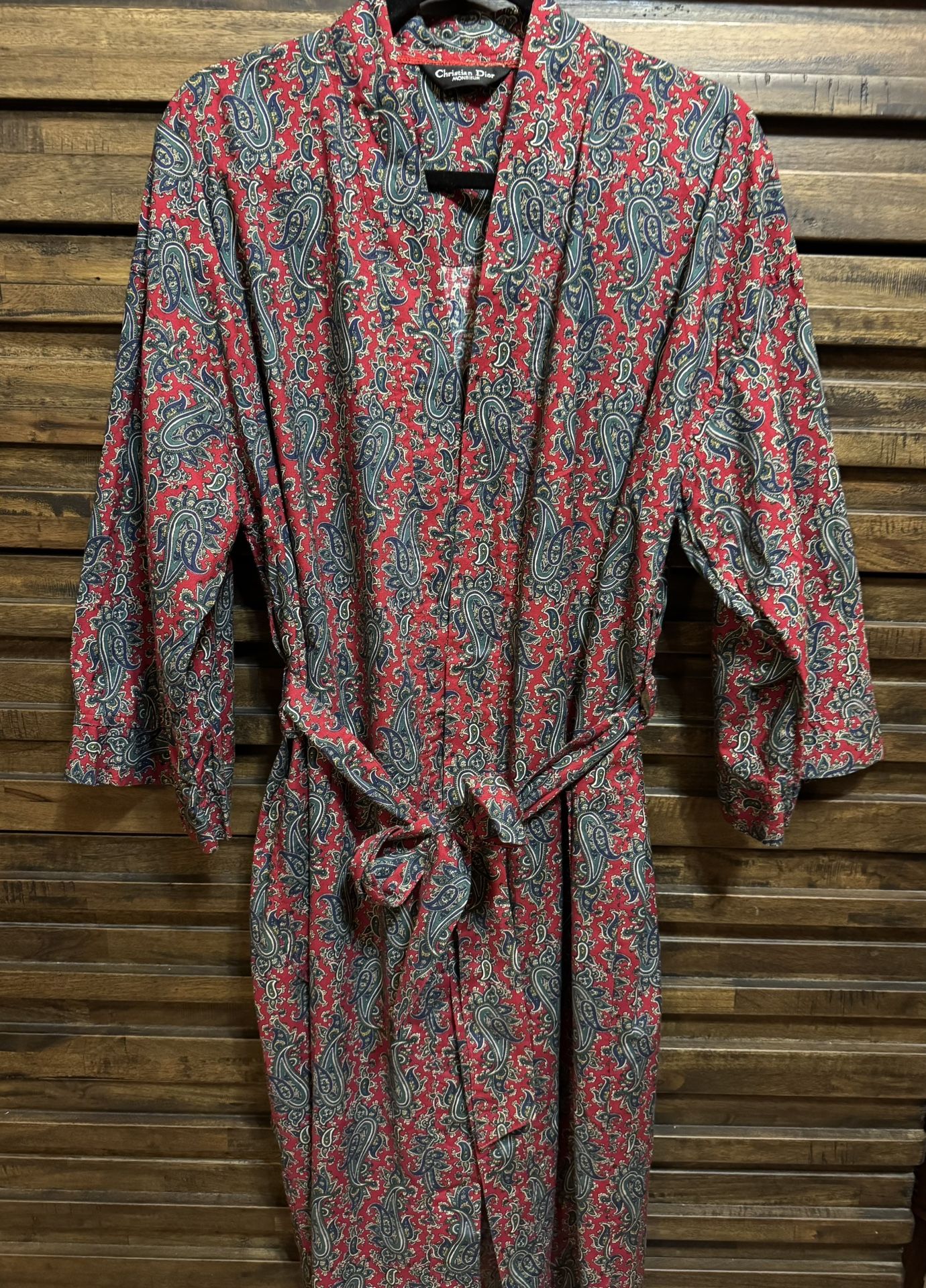 Vintage Christian Dior Monsieur Robe Mens One Size Red Paisley EUC