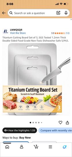New in box 4pack of titanium cutting board set