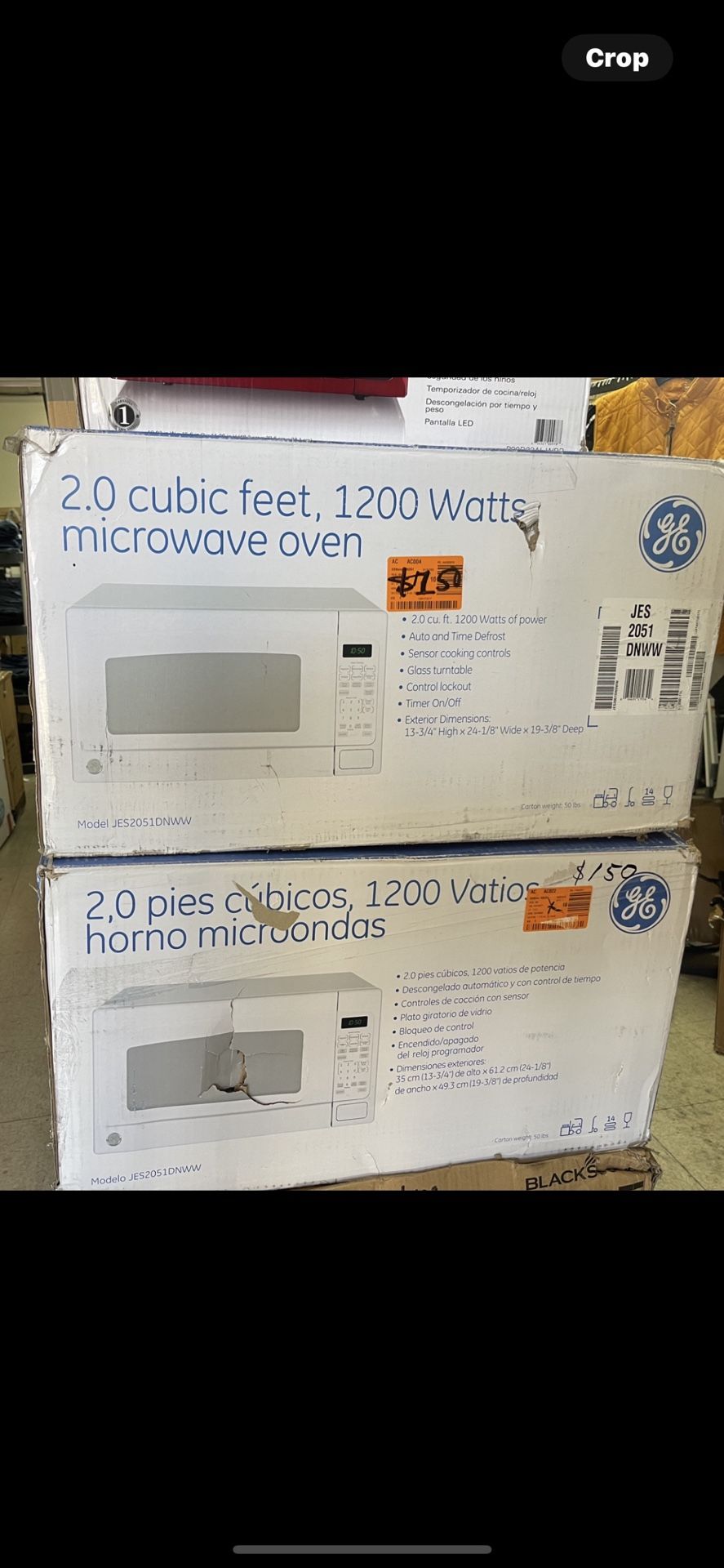 GE White 2.0 cu. ft. Countertop Microwave in