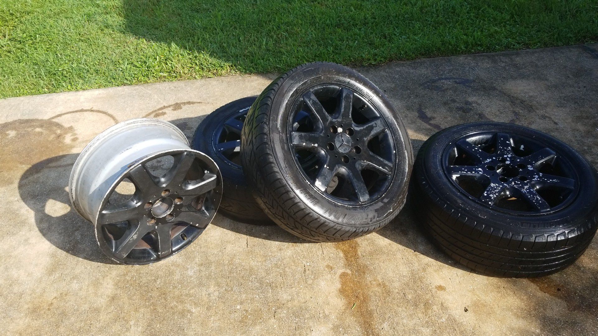 3 used good condition tires and a rim for $25