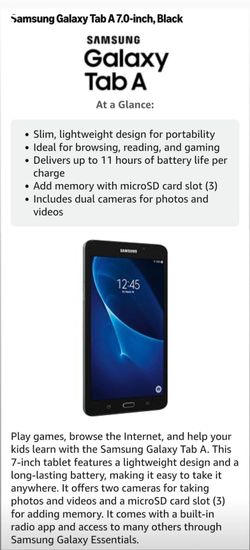 Samsung Galaxy Tab A 7-Inch Tablet Black