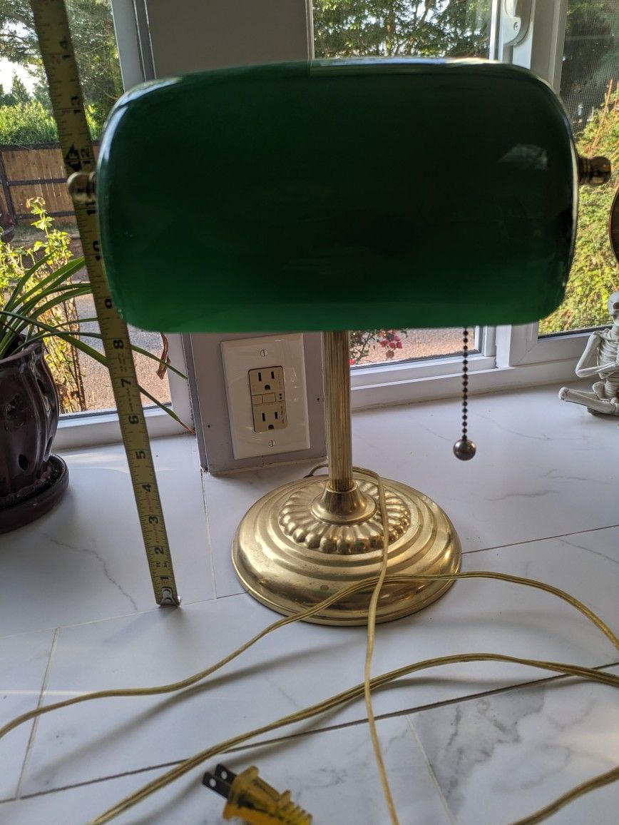 Bankers Lamp Green Glass