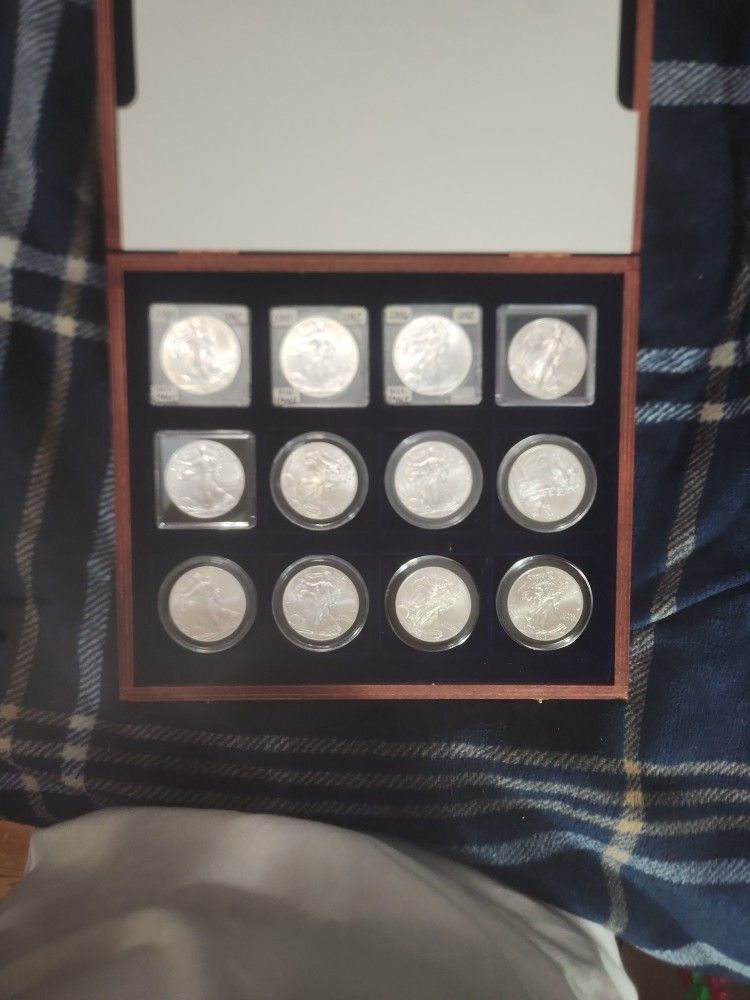 12 Uncirculated Silver Eagles!!