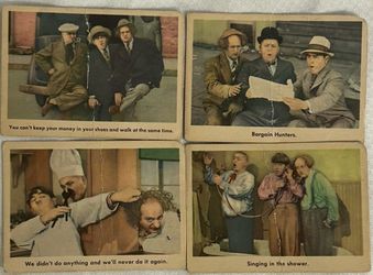 1959 Fleer Three Stooges Vintage Trading Cards – 4 Card Lot