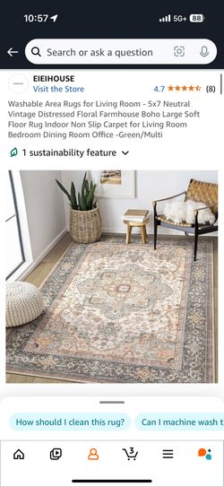 New Washable Carpet 5x7