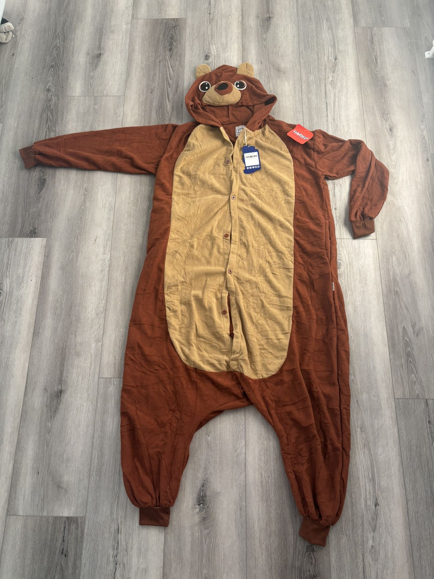 Funziez!  Halloween Custom Bear Adult unisex Onesie Animal Brown Bear NWT