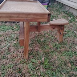 Handmade Old Fashioned Children's Desk With Attached Chair 