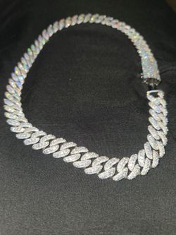 3row 13mm Moissanite Cuban Link Chain