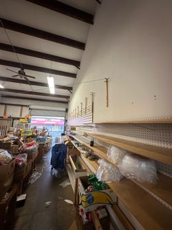 Lots of custom shelving and huge carts with wheels!!!!