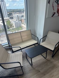 Brand New In Box 4 Piece Outdoor Patio Balcony Furniture 1 Couch 2 Chairs 1 Table Perfect Condition