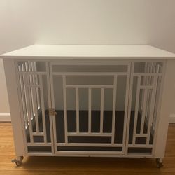 White, Pet Crate with wheels