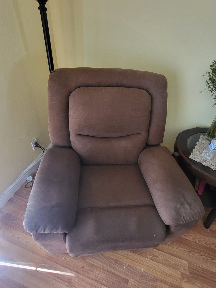 Brown Power Recliner With Massager, Heat. Foot Rest Remote Controller