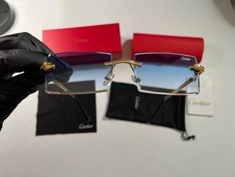 Cartier Blue Lenses Gold Frame 140mm