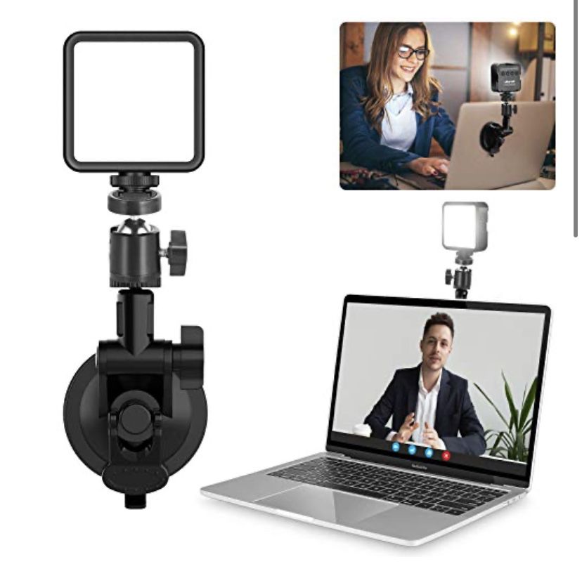 Conference Lighting Kit w Suction Mount, Mini Pocket Light, Brightness Adjustable for Video Zoom Calls, Broadcasting, Live Streaming Compatible with M