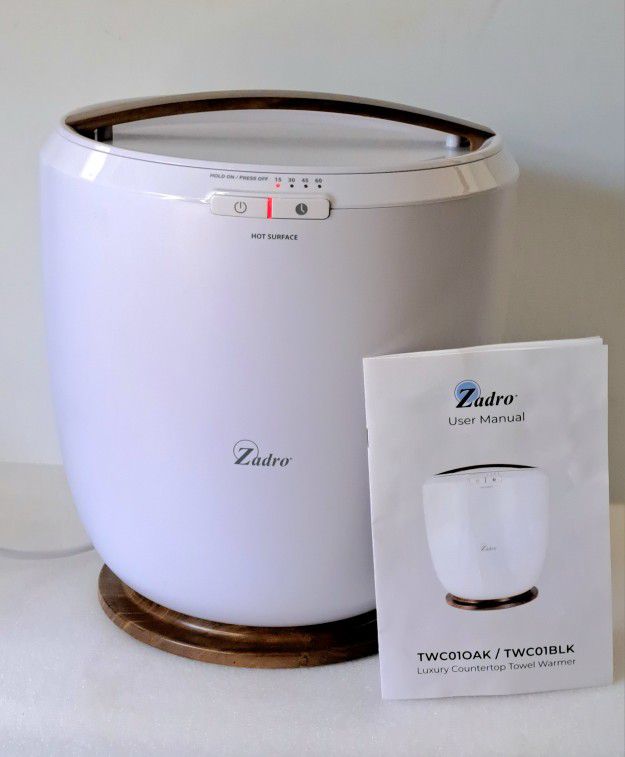 Zadro Countertop Towel Warmer White/Oak Medium 16L W/Timer TESTED WORKS