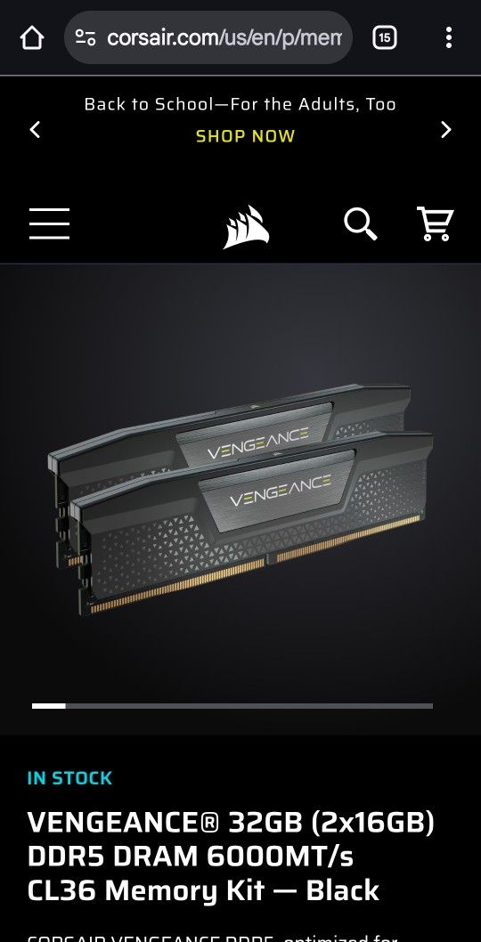 Corsair VENGEANCE RGB - 32gb (2*16) DDR5 RAM - 6000MHz - NEW UNUSED - OPEN BOX