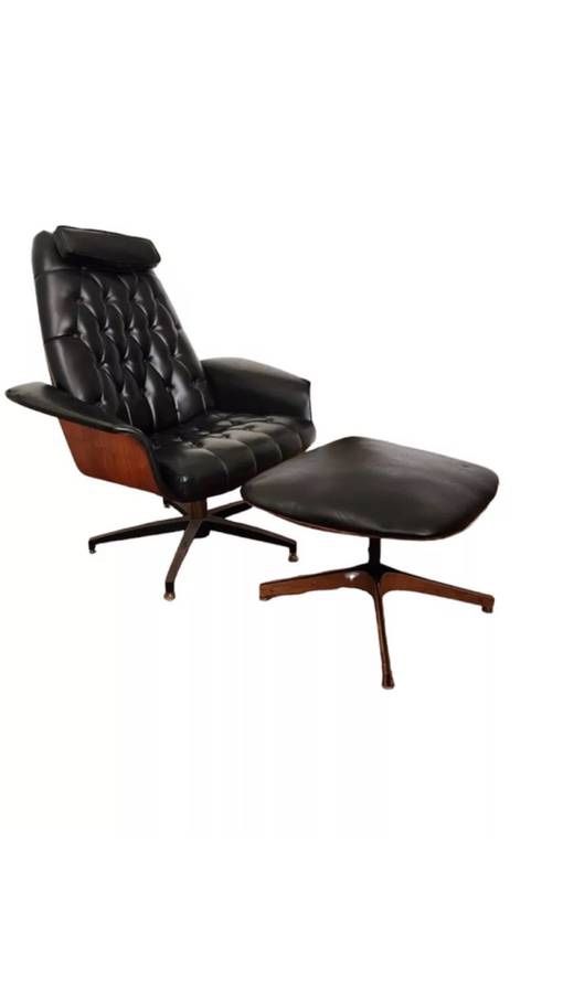 Mid Century Modern Plycraft Lounge Chair & Ottoman