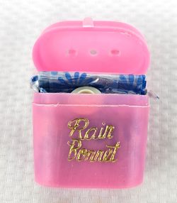 Vintage 1960's Rain Bonnet in Travel Case