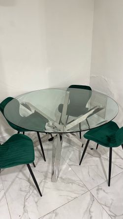 54 inch heavy glass top dining table