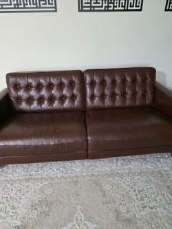 Wesley 81" Chestnut Genuine Leather Power Footrest Tuxedo Arm Sofa