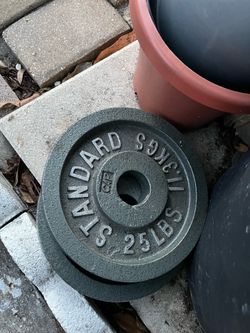 2 exercise weights, 25 pounds each, in like-new condition