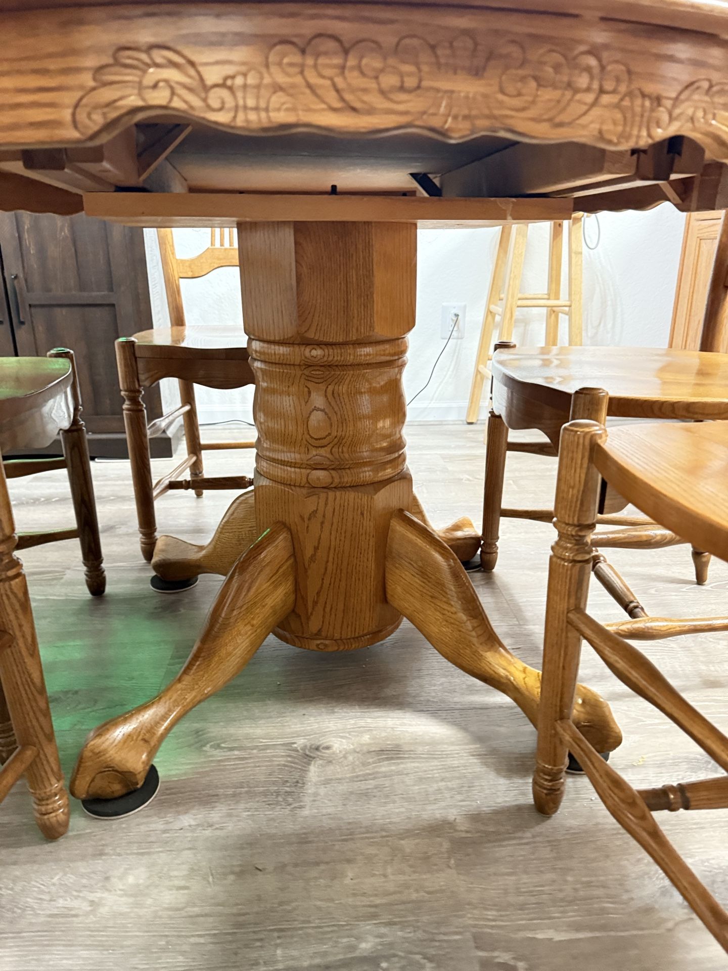 Solid Oak Pedestal Kitchen Table