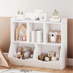 36" White Kids Toy Organizer Bin / Bookshelf / Nursery Cabinet [NEW] **Assembly Req 