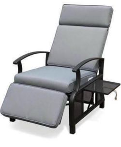 Newly Assembled Adjustable Outdoor Recliner Chair with Flip Table 150° Recline