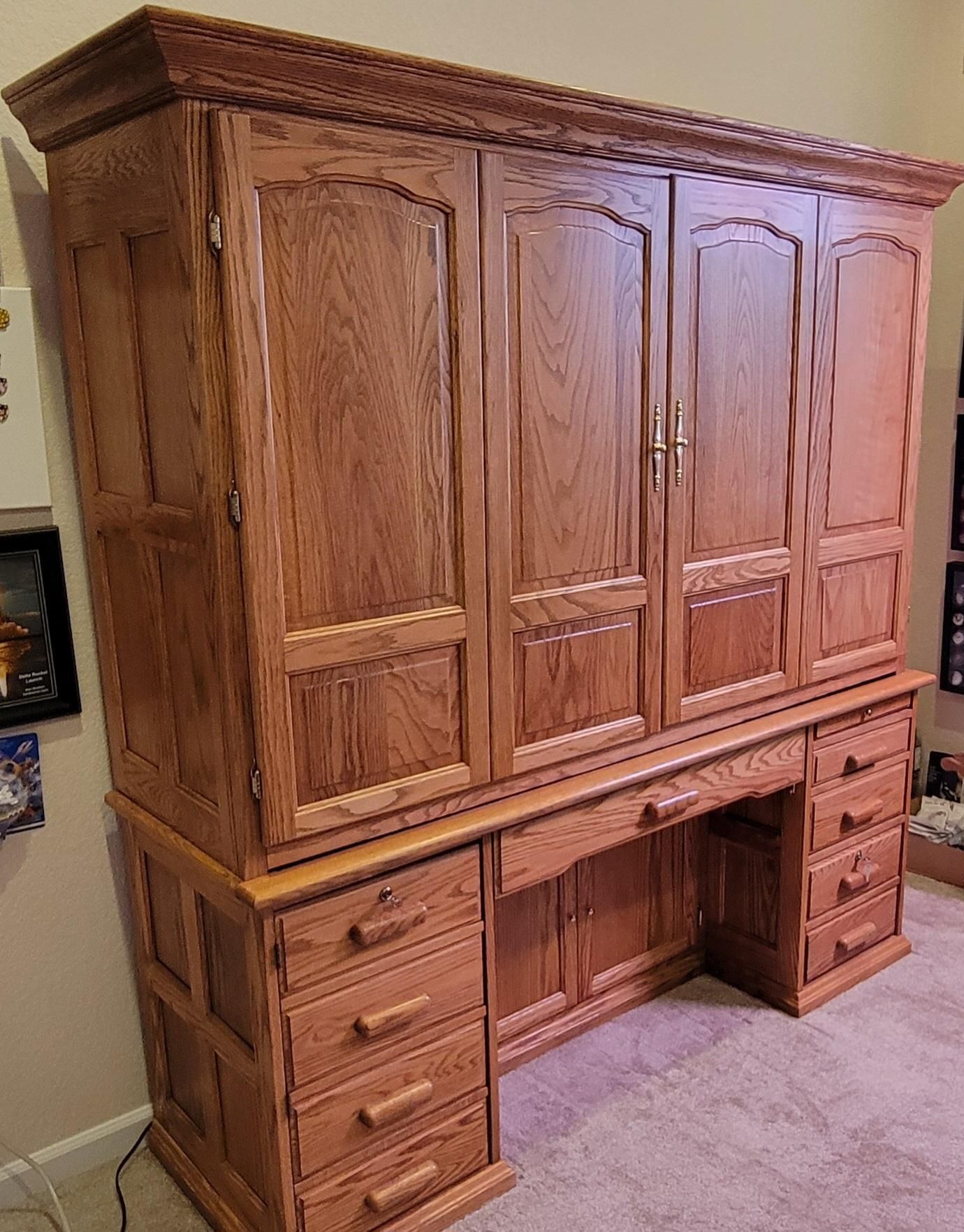 Solid wood computer center/desk-Great condition
