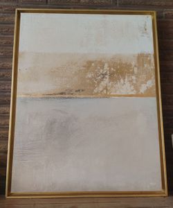 Abstract Gold and Neutral Framed Canvas Wall Art