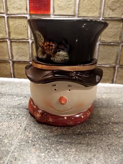 Vintage Stoneware Snowman Canister