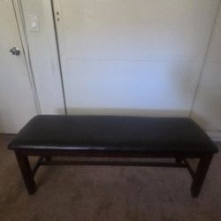 Solid Wood And Leather Bench