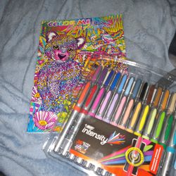 Lisa Frank Coloring Book And Pens
