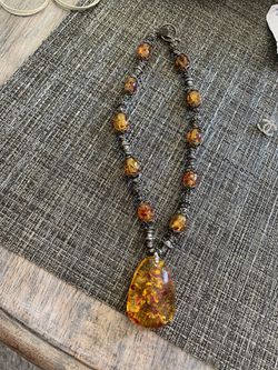 Necklace synthetic amber