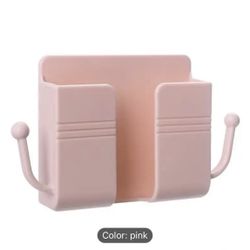 Pink Wall Mount Cell Phone Charging Organizer With Cord Hooks