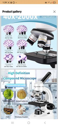 4.1 (70)

Microscopes for Adults WF10x and WF25x eyepieces Compound Microscope with Microscope Slides (Microscope)