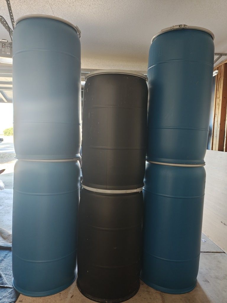 77 and 55 Gallon Plastic Barrels
