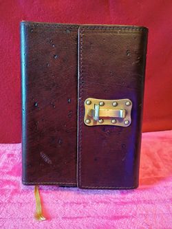 brown leather journal with a metal latch
Handmade in Italy beautiful leather from Barnes & Noble 