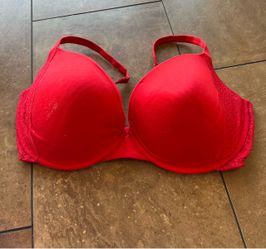 Red Push-Up Bra with Lace Detail