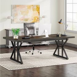 70.8-Inch Desk, Large Computer Office Desk Workstation, Modern Simple Style  Table ,Furniture for Home Office (Black Oak, 70.8 In