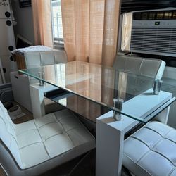 Tempered Glass Dining Table Set With 4 Chairs 