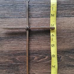 Rustic Looking Old Iron Nail Cross, Metal With Hanger