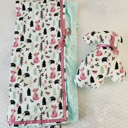 Baby Blanket With Matching, Stuffed, Squeaky, Bunny Toy 