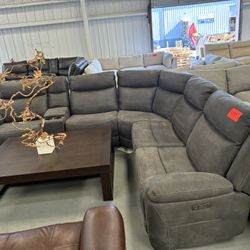 Gray Microfiber Power Reclining Sectional