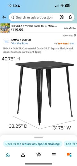 Brand new Black square belly table