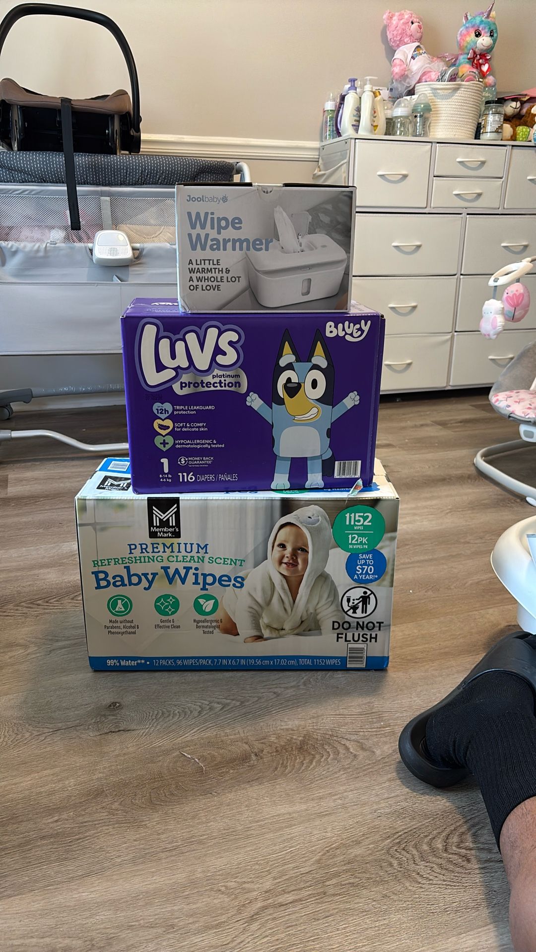 Size 1 Luvs Diapers And Premium Baby Wipes Etc